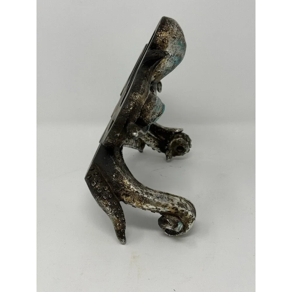 Octopus Metal Wall Mounted Toilet Paper Holder Bar Antique Silver/Blue Nautical